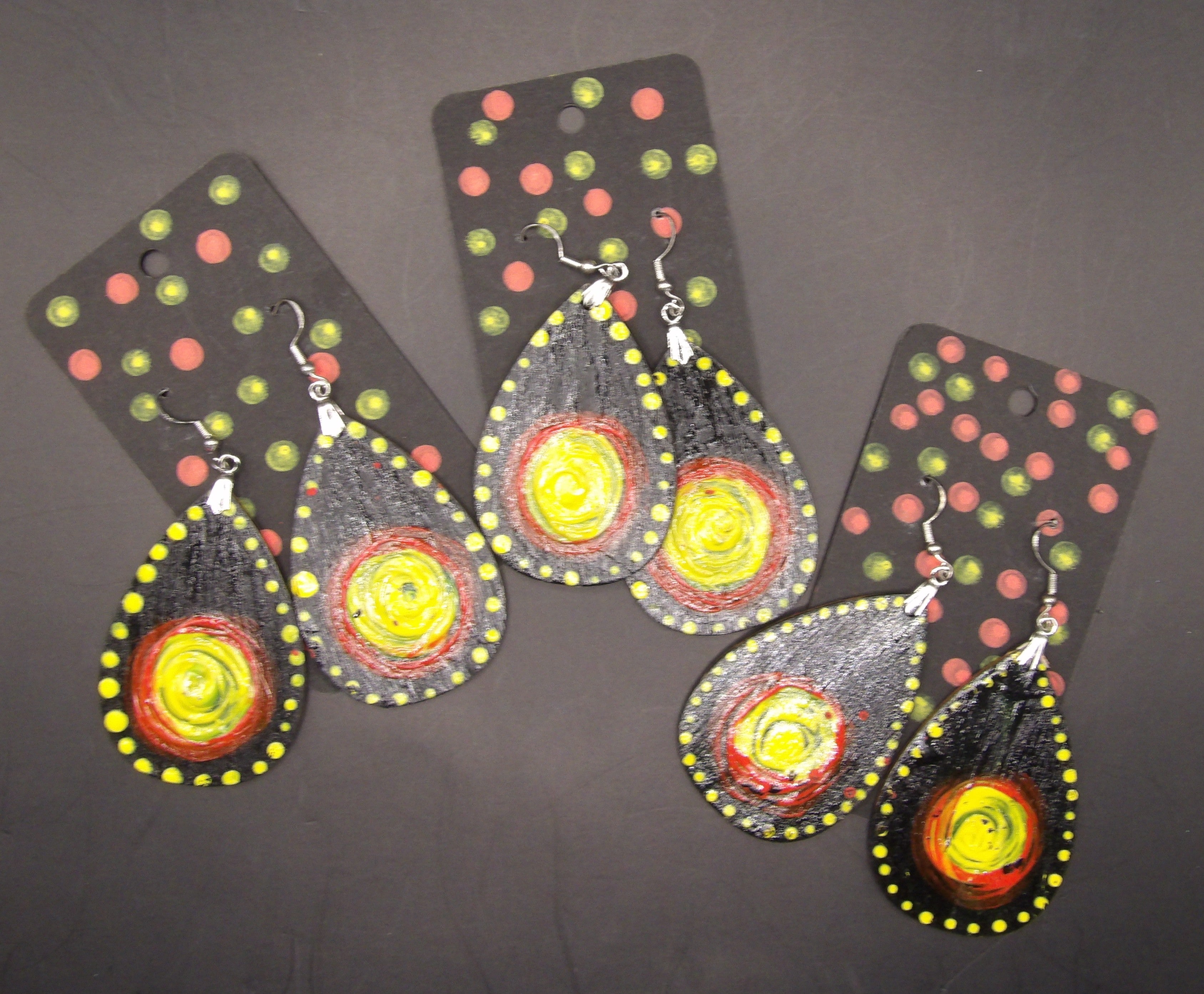 HAND PAINTED TEARDROP SHAPED EARRINGS